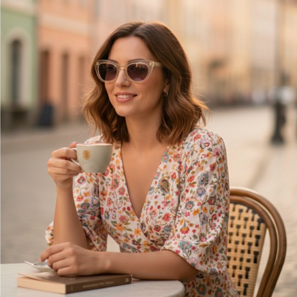 Warby Parker Cream Sunglasses nonprescription retro style